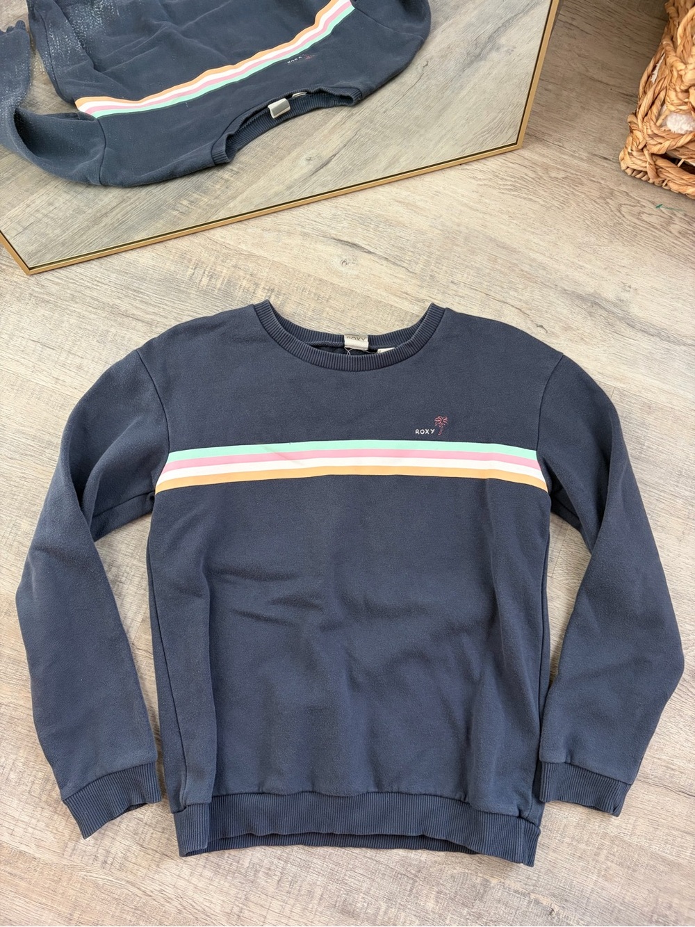 Retro Roxy Striped Crewneck Sweatshirt Kids XL Vintage
